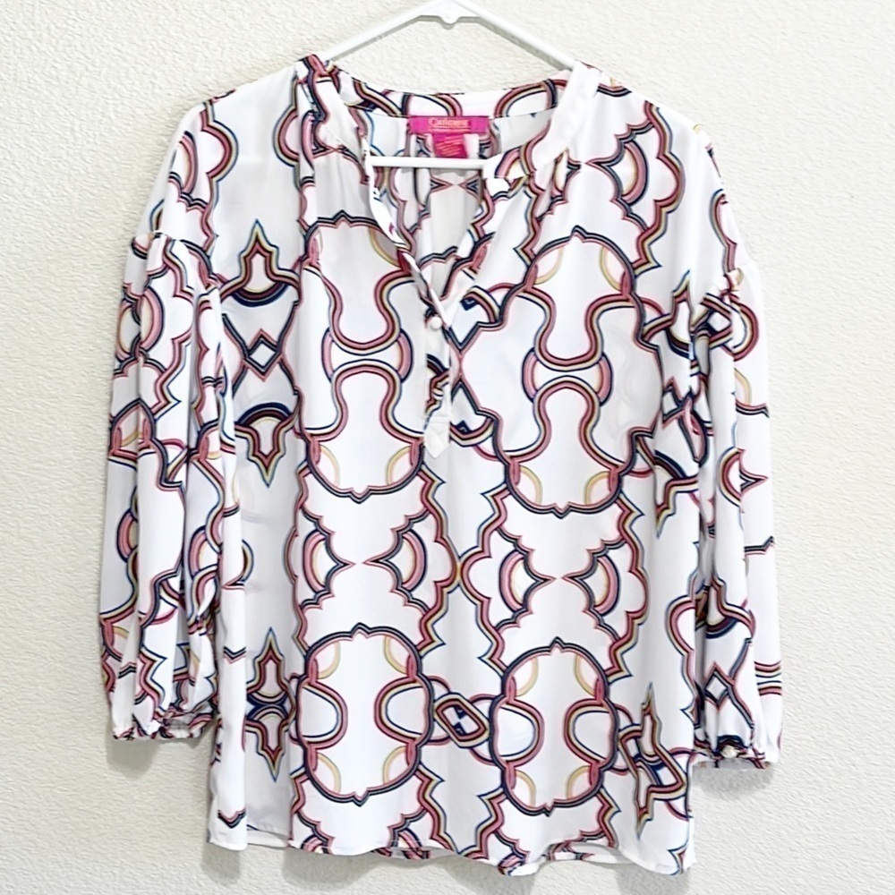 Catherine Malandrino Woman Multi Pattern Top Blouse Size M